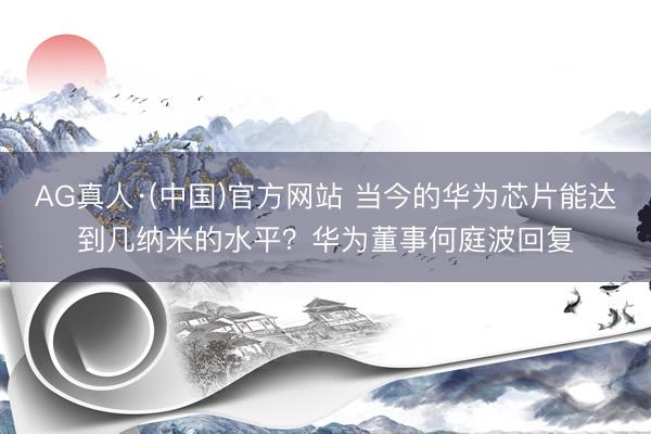 AG真人·(中国)官方网站 当今的华为芯片能达到几纳米的水平？华为董事何庭波回复