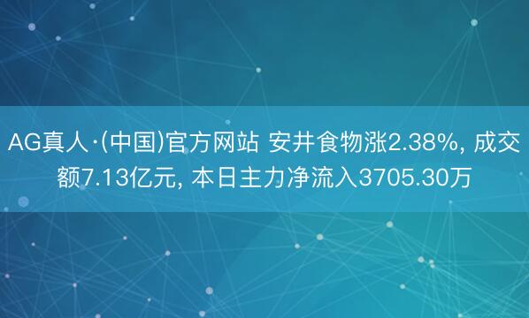 AG真人·(中国)官方网站 安井食物涨2.38%， 成交额7.13亿元， 本日主力净流入3705.30万