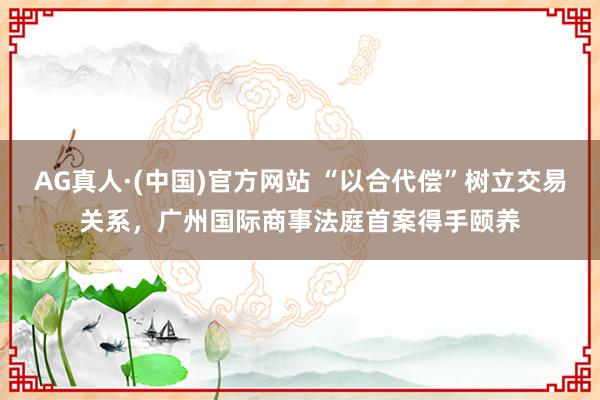 AG真人·(中国)官方网站 “以合代偿”树立交易关系，广州国际商事法庭首案得手颐养